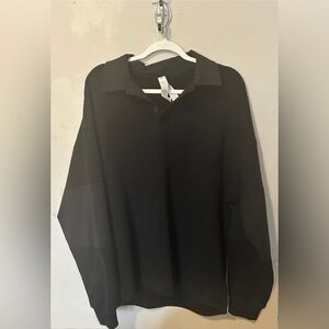 ALO Yoga Black Sweater Casual Button Down Shirt ~ NWT